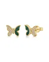 Sabrina Designs 14k 0.53 Ct. Tw. Diamond & Malachite Butterfly Earrings