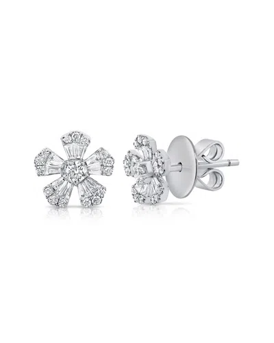 Sabrina Designs 14k 0.54 Ct. Tw. Diamond Flower Earrings In Silver
