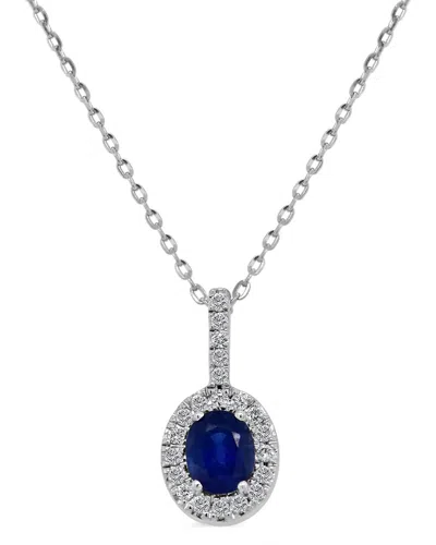 Sabrina Designs 14k Gold, Oval Sapphire & Diamond Pendant In White