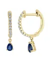 Sabrina Designs 14k Gold Diamond & Sapphire Pear Shape Drop Earring