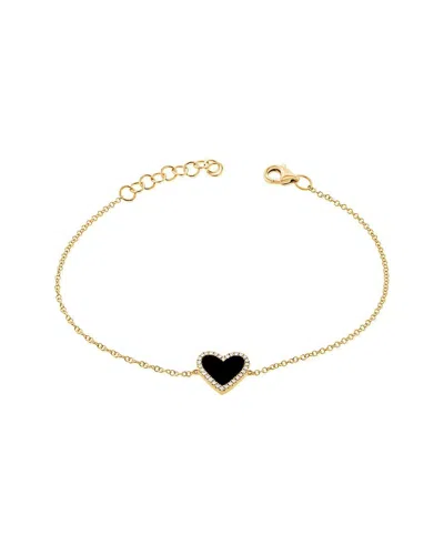 Sabrina Designs 14k 0.61 Ct. Tw. Diamond & Black Agate Heart Bracelet In Gold