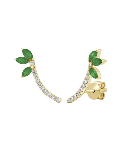 Sabrina Designs 14k 0.62 Ct. Tw. Diamond & Emerald Climber Earrings In Green