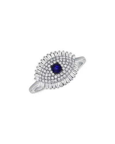 Sabrina Designs 14k 0.65 Ct. Tw. Diamond & Sapphire Evil Eye Ring In Metallic