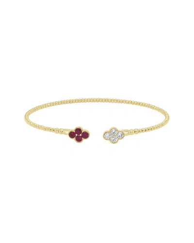 Sabrina Designs 14k 0.66 Ct. Tw. Diamond & Ruby Stackable Cuff Bracelet In Gold
