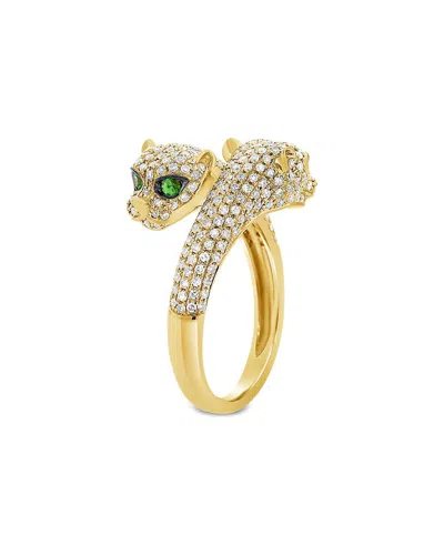 Sabrina Designs 14k 0.84 Ct. Tw. Diamond & Tsavorite Bypass Panther Ring In Gold