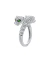 Sabrina Designs 14k 0.84 Ct. Tw. Diamond & Tsavorite Bypass Panther Ring In Silver