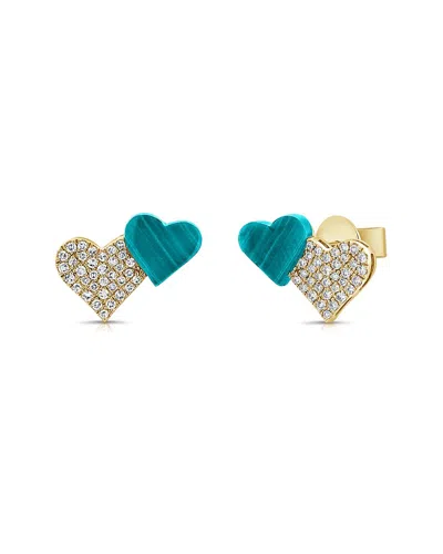 Sabrina Designs 14k 0.86 Ct. Tw. Diamondturquoise Earrings In Gold