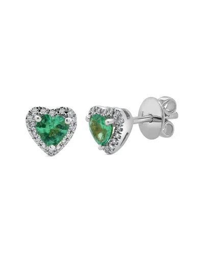 Sabrina Designs 14k 0.89 Ct. Tw. Diamond & Emerald Heart Studs