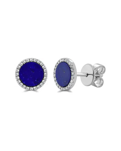 Sabrina Designs 14k 0.90 Ct. Tw. Diamond & Lapis Studs In Blue