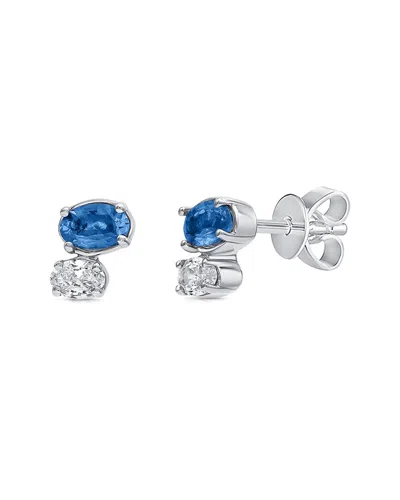 SABRINA DESIGNS SABRINA DESIGNS 14K 0.94 CT. TW. DIAMOND & SAPPHIRE 2-STONE STUD EARRINGS