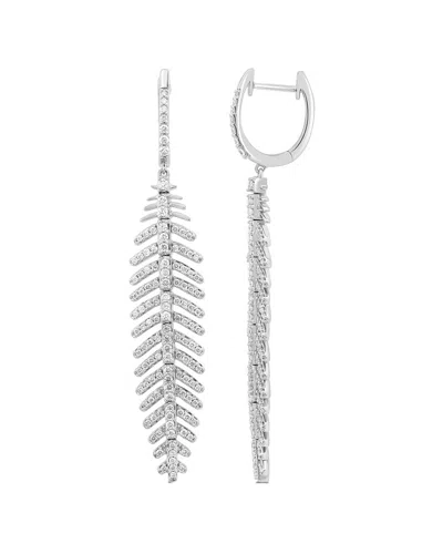 Sabrina Designs 14k 1.00 Ct. Tw. Diamond Feather Earrings In Metallic