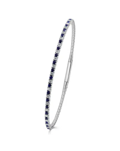 Sabrina Designs 14k 1.04 Ct. Tw. Diamond & Sapphire Flexible Bangle Bracelet In Metallic