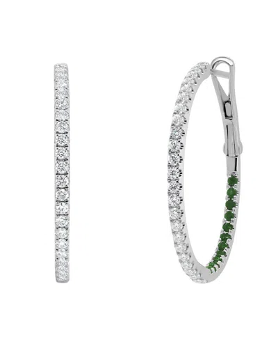 Sabrina Designs 14k 1.05 Ct. Tw. Diamond & Emerald Hoop Earrings In Gray
