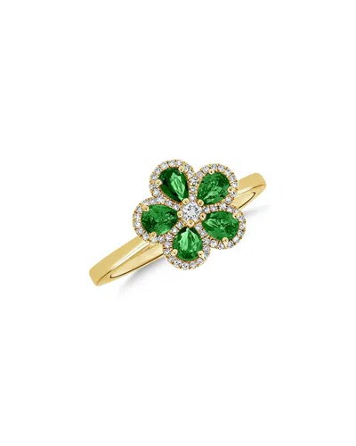 Sabrina Designs 14k 1.10 Ct. Tw. Diamond & Emerald Flower Ring