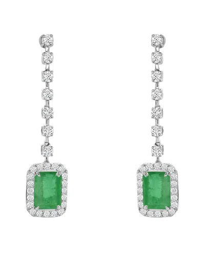 Sabrina Designs 14k 1.33 Ct. Tw. Diamond & Emerald Drop Earrings In Metallic