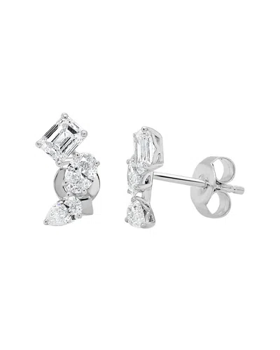 Sabrina Designs 14k Wg Multi-shape Diamond Prong-set Stud In Metallic