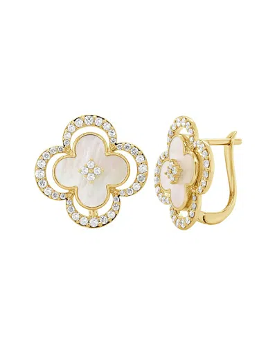 Sabrina Designs 14k Yg Diamond And Mother Of Pearl Earrings In Gold