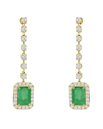 Sabrina Designs 14k 1.63 Ct. Tw. Diamond & Emerald Drop Earrings In Green