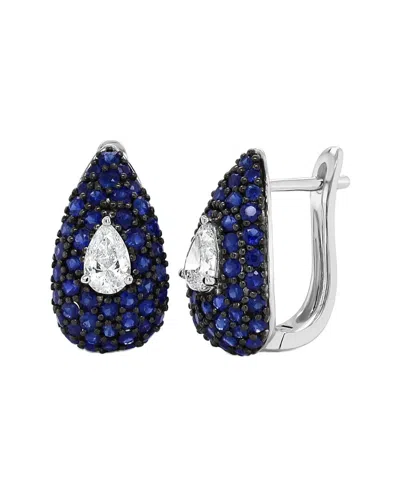 Sabrina Designs 14k 1.83 Ct. Tw. Diamond &  Sapphire Huggie Earrings In Blue