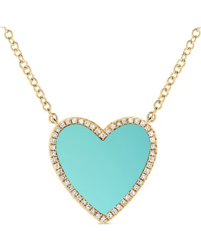 Sabrina Designs 14k 1.91 Ct. Tw. Diamond & Turquoise Heart Necklace