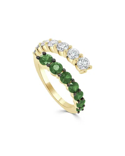 Sabrina Designs 14k 2.05 Ct. Tw. Diamond & Emerald Cross Over Ring In Green