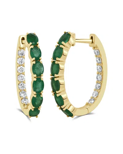 Sabrina Designs 14k 2.14 Ct. Tw. Diamond & Emerald Hoops In Green
