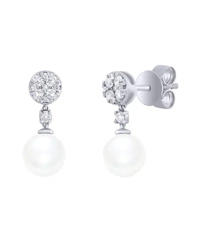 Sabrina Designs 14k 2.74 Ct. Tw. Diamond & Pearl Dangle Earring In Metallic