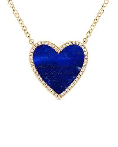Sabrina Designs 14k 3.03 Ct. Tw. Diamond & Lapis Heart Necklace