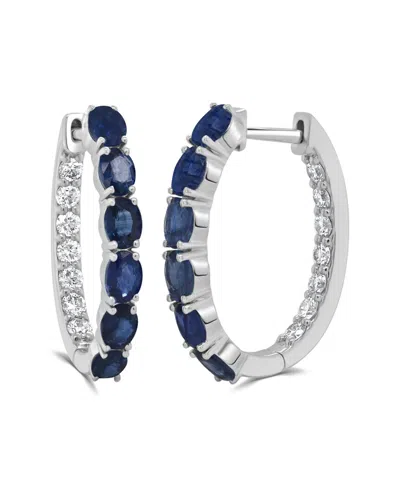 Sabrina Designs 14k 3.26 Ct. Tw. Diamond & Sapphire Hoops In Blue