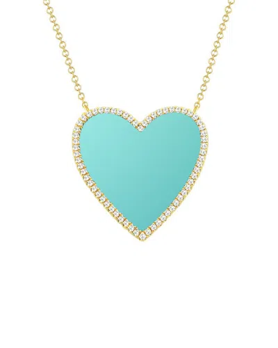 Sabrina Designs 14k 3.30 Ct. Tw. Diamond & Turquoise Heart Necklace
