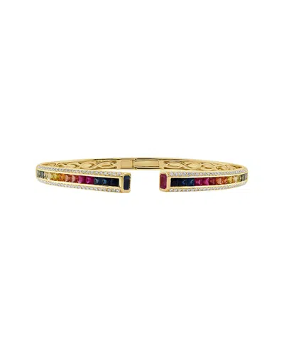 Sabrina Designs 14k 3.74 Ct. Tw. Diamond & Rainbow Sapphire Cuff Bangle In Gold