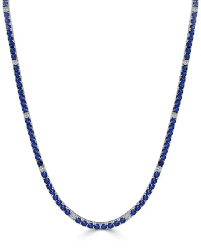 Sabrina Designs 14k 8.52 Ct. Tw. Diamond & Sapphire Tennis Necklace In Blue