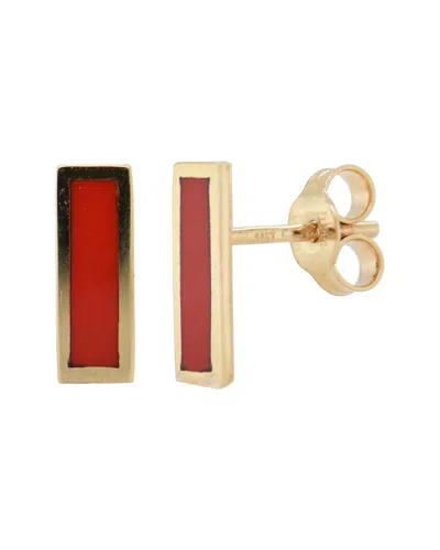 Sabrina Designs 14k Coral Enamel Bar Studs In Red