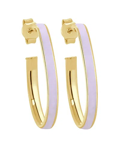 Sabrina Designs 14k Pearl Enamel Hoops In Purple