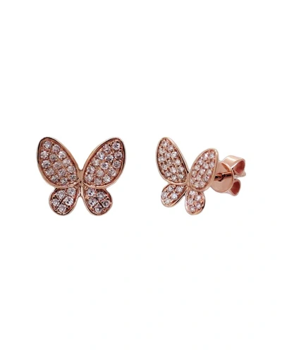 Sabrina Designs 14k Rose Gold 0.20 Ct. Tw. Diamond Butterfly Earrings In Neutral