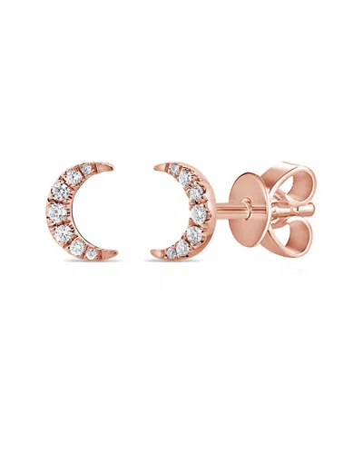 Sabrina Designs 14k Rose Gold 0.07 Ct. Tw. Diamond Moon Studs In Pink