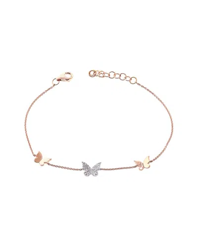 Sabrina Designs 14k Rose Gold 0.11 Ct. Tw. Diamond Butterfly Station Bracelet