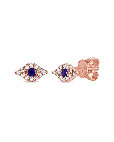 Sabrina Designs 14k Rose Gold 0.12 Ct. Tw. Diamond & Sapphire Evil Eye Studs