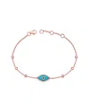 Sabrina Designs 14k Rose Gold 0.16 Ct. Tw. Diamond & Turquoise Evil Eye Bracelet