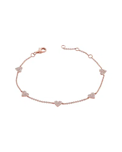 Sabrina Designs 14k Rose Gold 0.31 Ct. Tw. Diamond Heart Station Bracelet