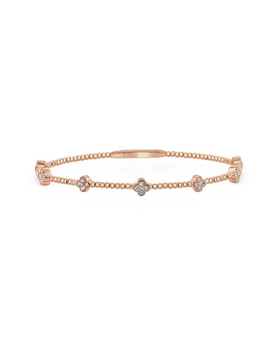 Sabrina Designs 14k Rose Gold 0.45 Ct. Tw. Diamond Clover Flex Bangle Bracelet In Pink
