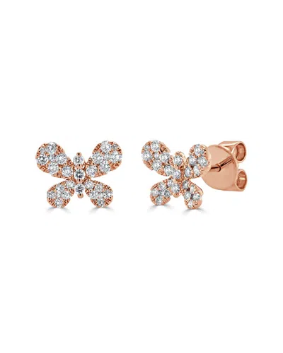 Sabrina Designs 14k Rose Gold 0.46 Ct. Tw. Diamond Butterfly Studs In Brown
