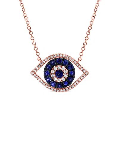 Sabrina Designs 14k Rose Gold 0.64 Ct. Tw. Diamond & Sapphire Evil Eye Necklace