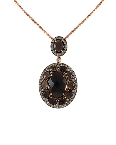 Sabrina Designs 14k Rose Gold 17.36 Ct. Tw. Diamond & Smoky Quartz Necklace In Black