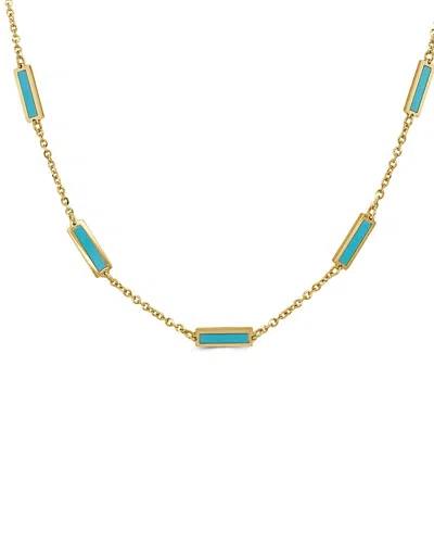Sabrina Designs 14k Turquoise Mother-of-pearl Bar Station Necklace In Green