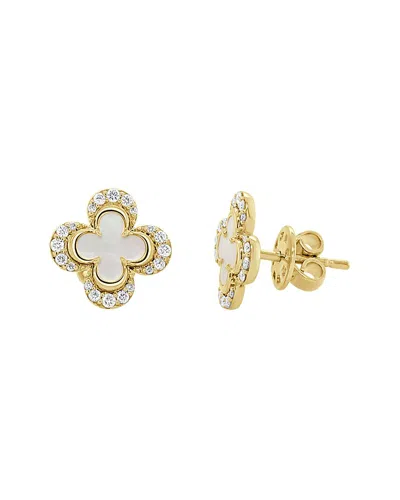 Sabrina Designs 14k Yg Diamond And Mother Of Pearl Stud Earrings In Gold