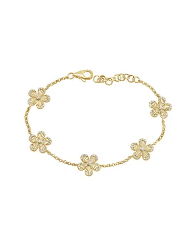 Sabrina Designs 14k Yg Diamond Flower Station Bracelet In Gold