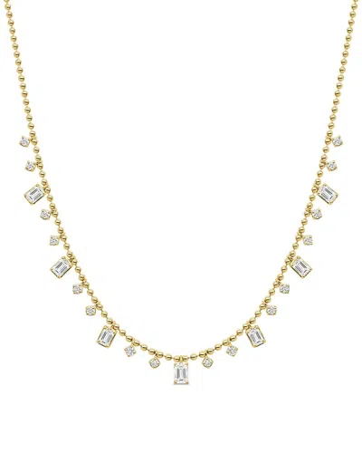 Sabrina Designs 14k Yg E/c And Round Diamond Beaded Necklace - 18 In Gold