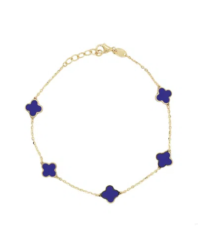 Sabrina Designs 14k Lapis Clover Bracelet In Gold