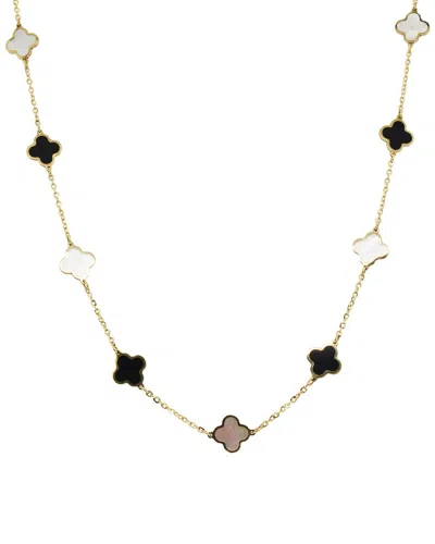 Sabrina Designs 14k Onyx Mother-of-pearl Clover Necklace